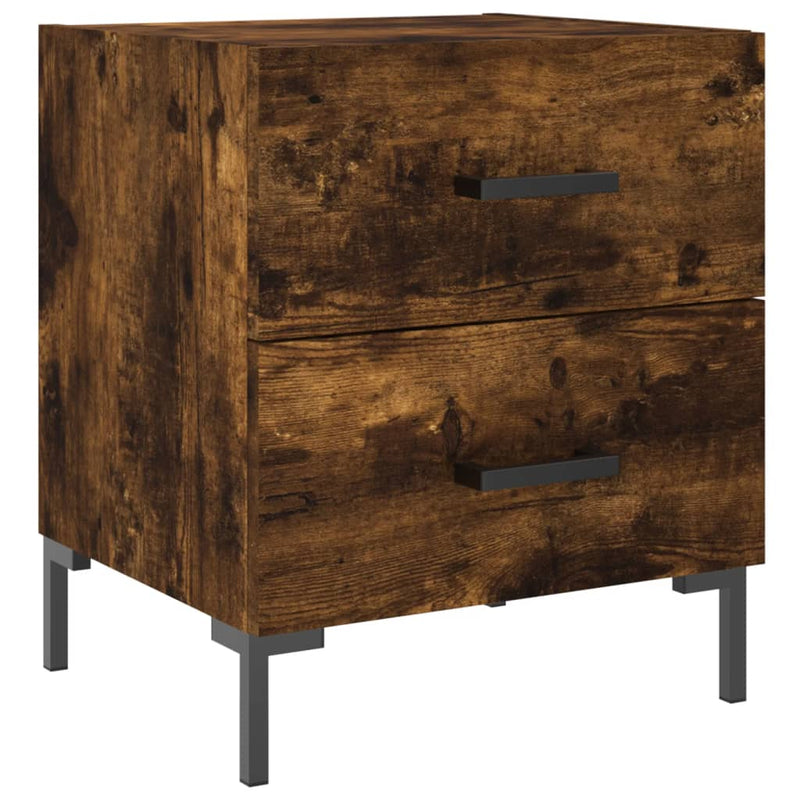 Nachtkastje 40x35x47,5 cm bewerkt hout gerookt eikenkleurig MeubelReus