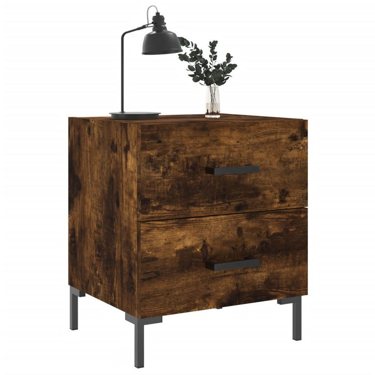 Nachtkastje 40x35x47,5 cm bewerkt hout gerookt eikenkleurig MeubelReus