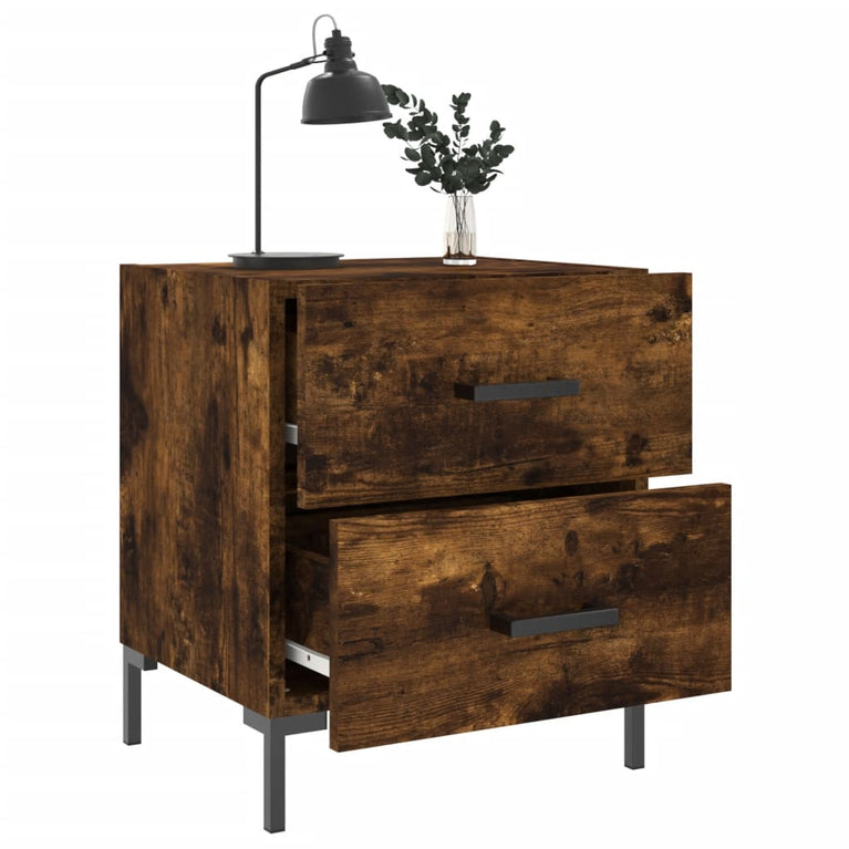 Nachtkastje 40x35x47,5 cm bewerkt hout gerookt eikenkleurig MeubelReus