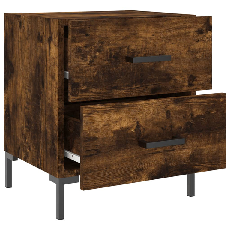 Nachtkastje 40x35x47,5 cm bewerkt hout gerookt eikenkleurig MeubelReus