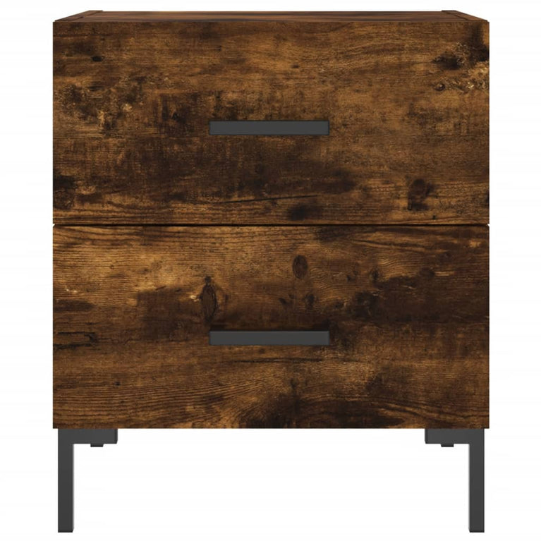 Nachtkastje 40x35x47,5 cm bewerkt hout gerookt eikenkleurig MeubelReus