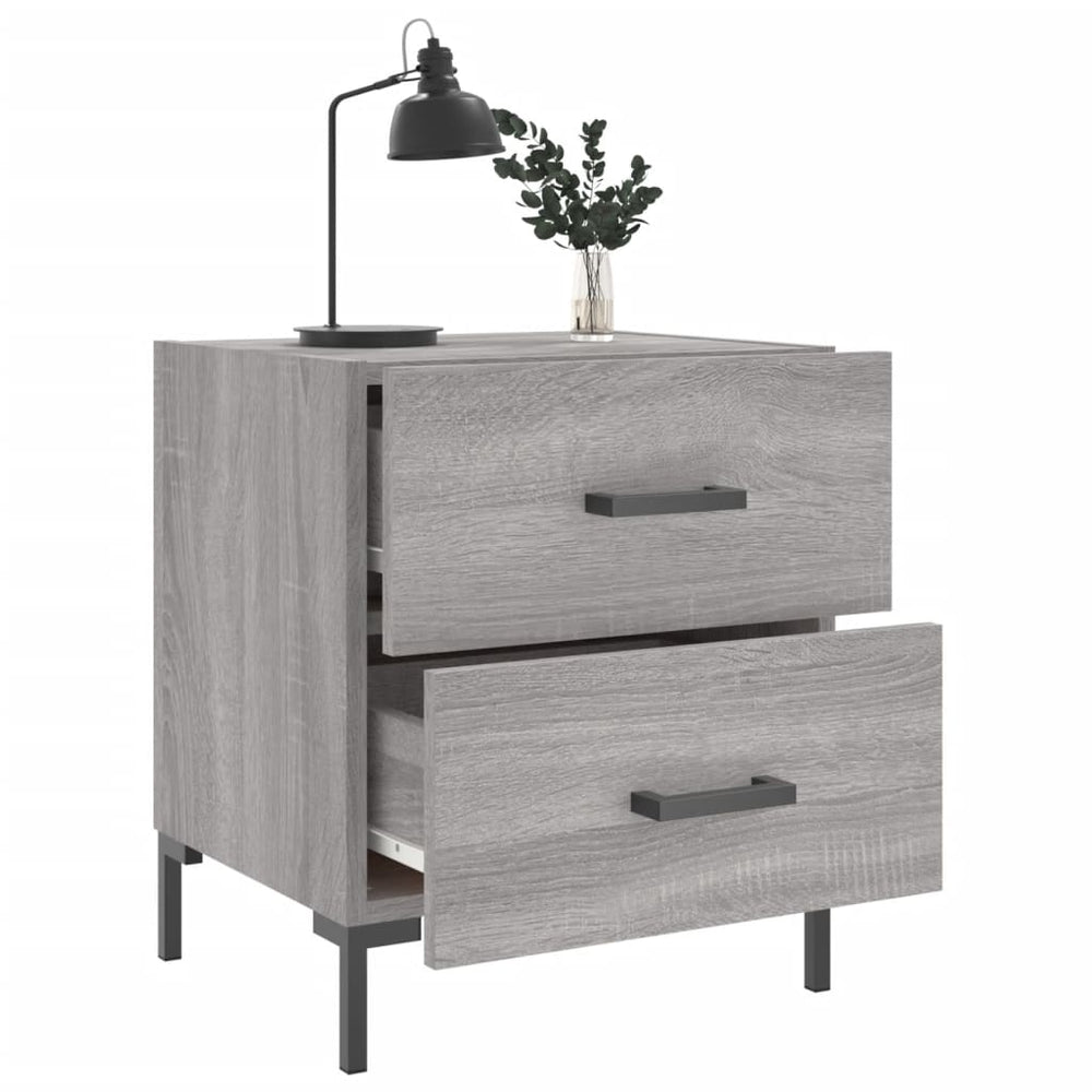 Nachtkastje 40x35x47,5 cm bewerkt hout grijs sonoma eikenkleur MeubelReus