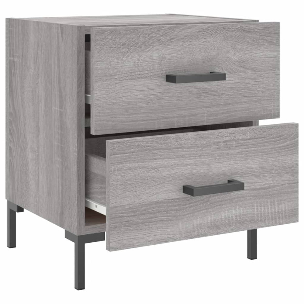 Nachtkastje 40x35x47,5 cm bewerkt hout grijs sonoma eikenkleur MeubelReus