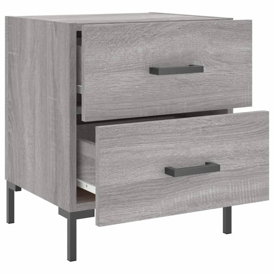 Nachtkastje 40x35x47,5 cm bewerkt hout grijs sonoma eikenkleur MeubelReus