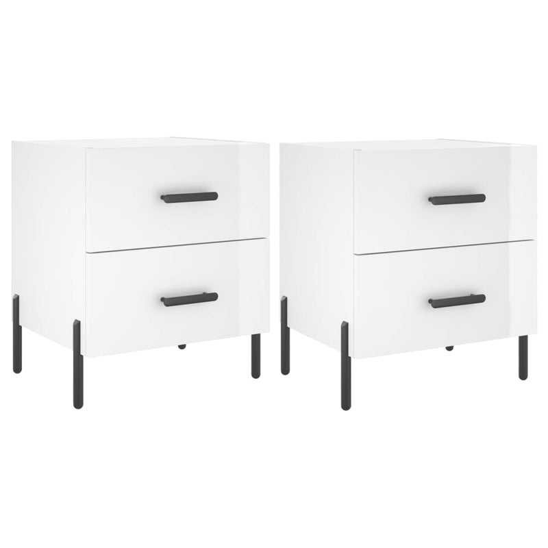 Nachtkastjes 2 st 40x35x47,5 cm bewerkt hout hoogglans wit MeubelReus