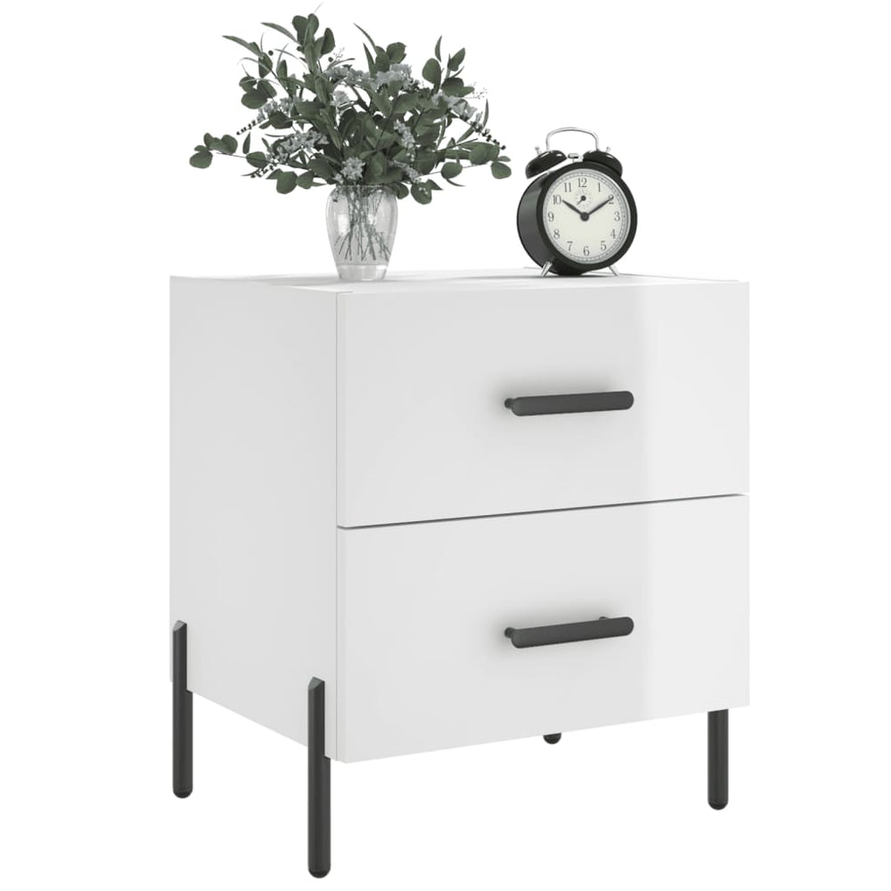 Nachtkastjes 2 st 40x35x47,5 cm bewerkt hout hoogglans wit MeubelReus