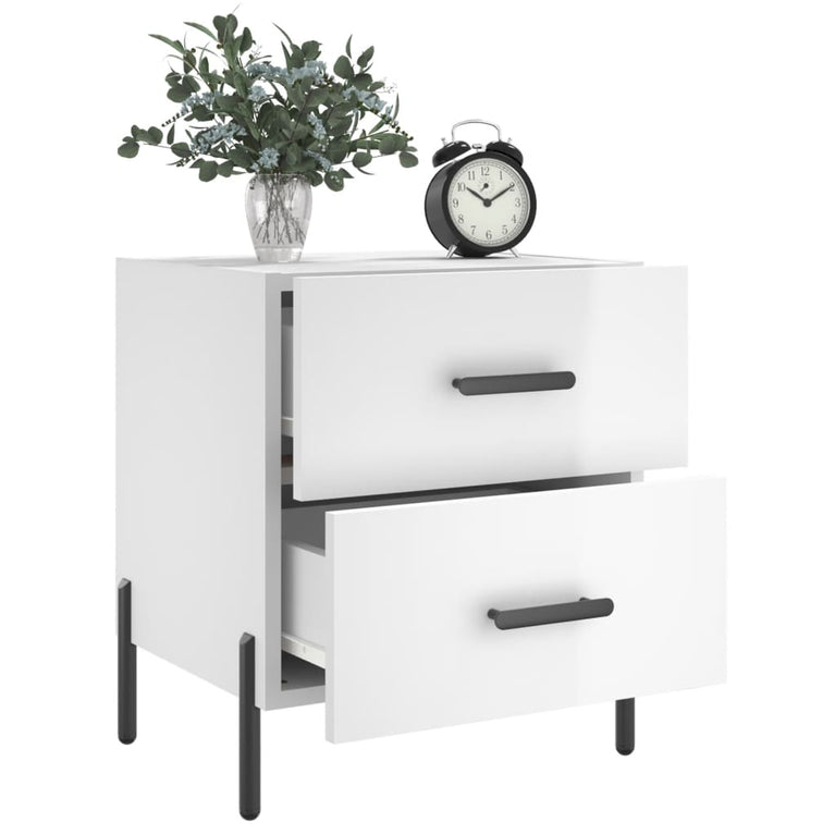 Nachtkastjes 2 st 40x35x47,5 cm bewerkt hout hoogglans wit MeubelReus