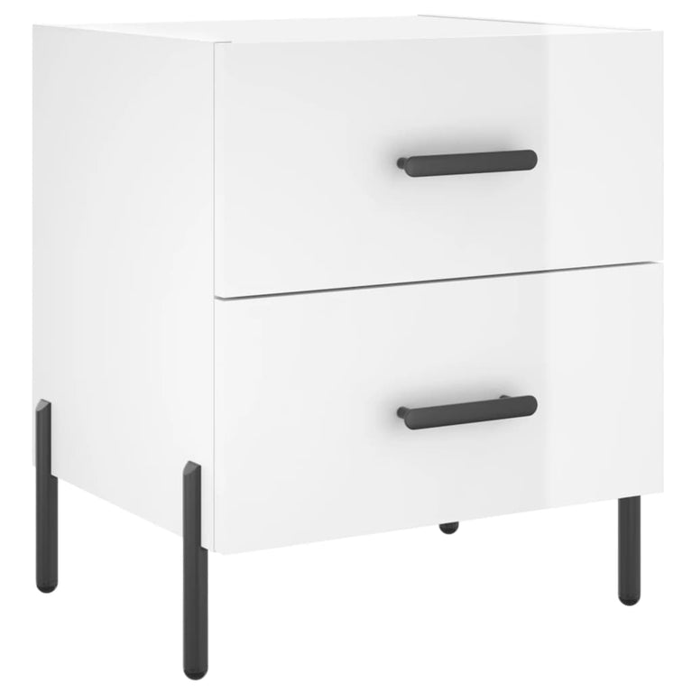 Nachtkastjes 2 st 40x35x47,5 cm bewerkt hout hoogglans wit MeubelReus