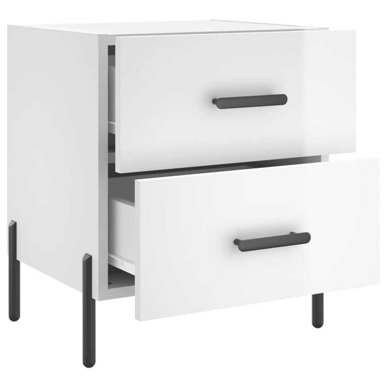 Nachtkastjes 2 st 40x35x47,5 cm bewerkt hout hoogglans wit MeubelReus