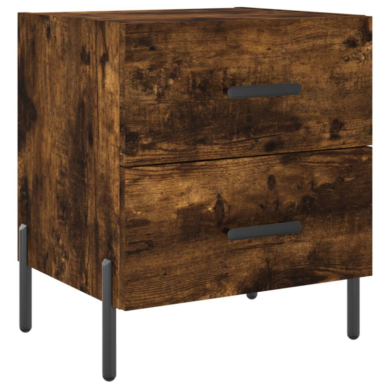 Nachtkastje 40x35x47,5 cm bewerkt hout gerookt eikenkleurig MeubelReus