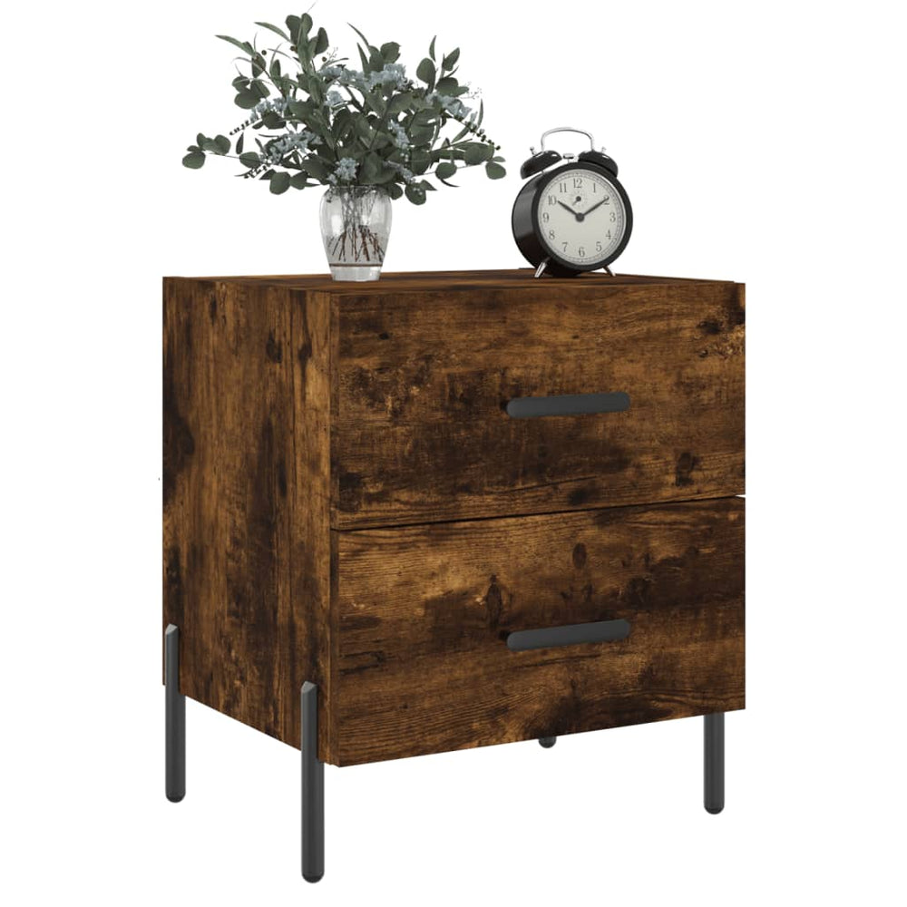 Nachtkastje 40x35x47,5 cm bewerkt hout gerookt eikenkleurig MeubelReus