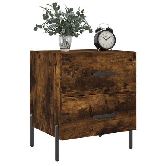 Nachtkastje 40x35x47,5 cm bewerkt hout gerookt eikenkleurig MeubelReus