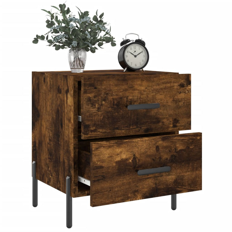 Nachtkastje 40x35x47,5 cm bewerkt hout gerookt eikenkleurig MeubelReus