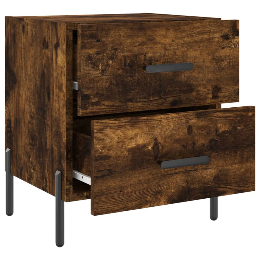 Nachtkastje 40x35x47,5 cm bewerkt hout gerookt eikenkleurig MeubelReus