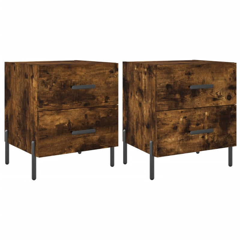 Nachtkastjes 2 st 40x35x47,5 cm bewerkt hout gerookt eikenkleur MeubelReus