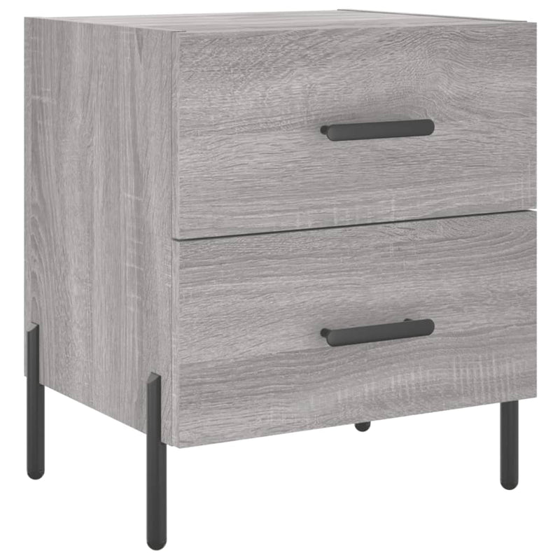 Nachtkastje 40x35x47,5 cm bewerkt hout grijs sonoma eikenkleur MeubelReus