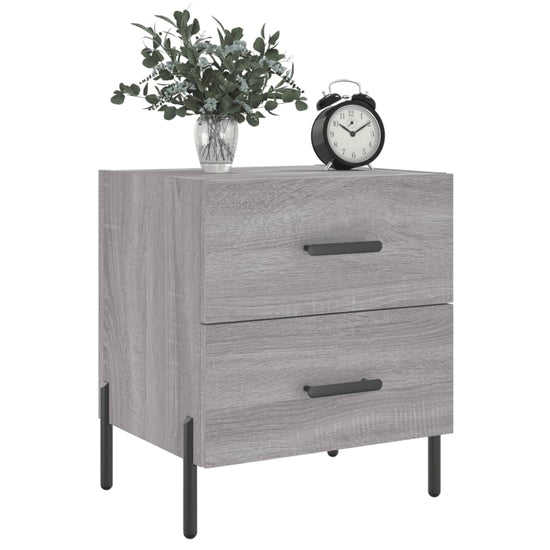 Nachtkastje 40x35x47,5 cm bewerkt hout grijs sonoma eikenkleur MeubelReus