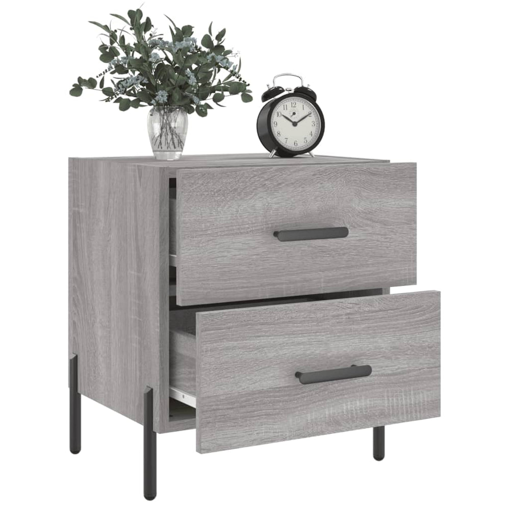 Nachtkastje 40x35x47,5 cm bewerkt hout grijs sonoma eikenkleur MeubelReus