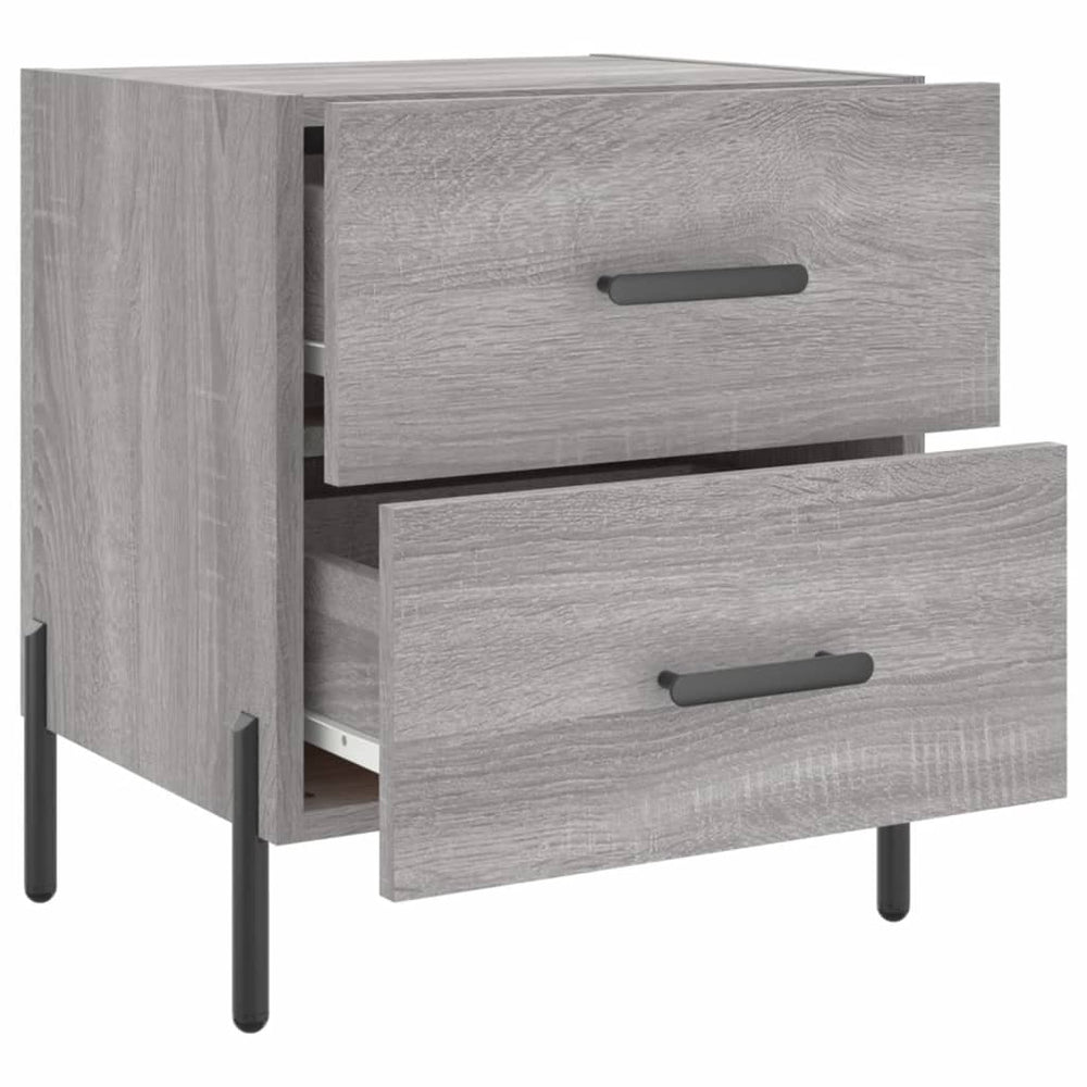 Nachtkastje 40x35x47,5 cm bewerkt hout grijs sonoma eikenkleur MeubelReus