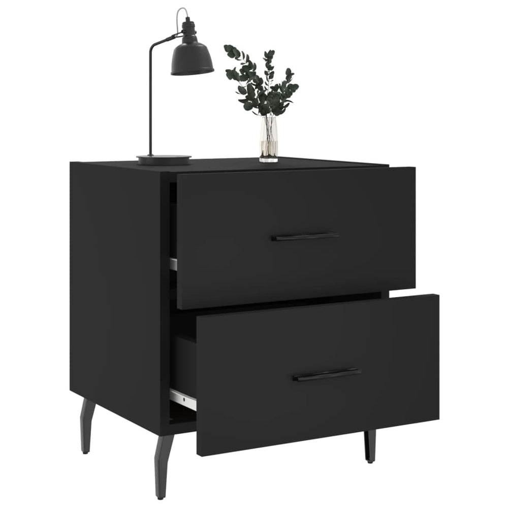 Nachtkastjes 2 st 40x35x47,5 cm bewerkt hout zwart MeubelReus