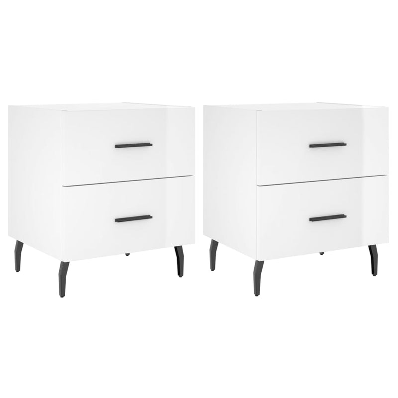 Nachtkastjes 2 st 40x35x47,5 cm bewerkt hout hoogglans wit MeubelReus