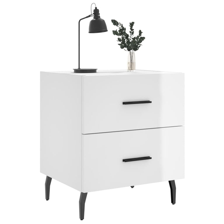 Nachtkastjes 2 st 40x35x47,5 cm bewerkt hout hoogglans wit MeubelReus