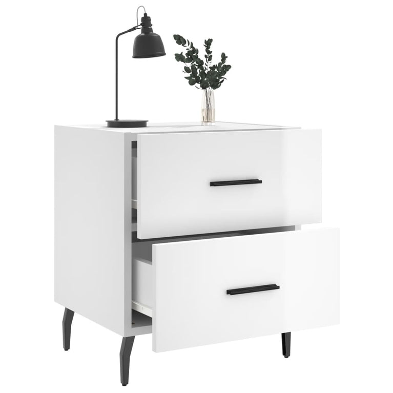 Nachtkastjes 2 st 40x35x47,5 cm bewerkt hout hoogglans wit MeubelReus
