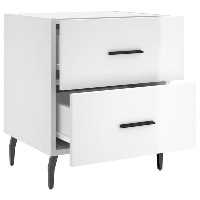 Nachtkastjes 2 st 40x35x47,5 cm bewerkt hout hoogglans wit MeubelReus