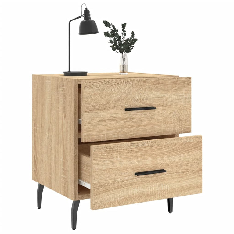 Nachtkastje 40x35x47,5 cm bewerkt hout sonoma eikenkleurig MeubelReus