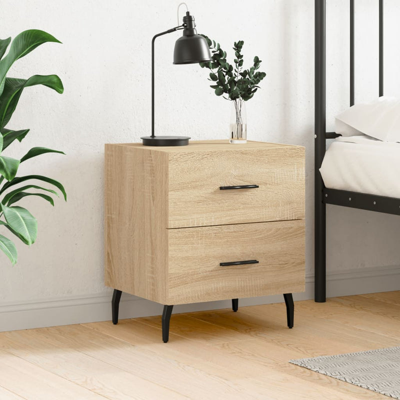 Nachtkastje 40x35x47,5 cm bewerkt hout sonoma eikenkleurig MeubelReus