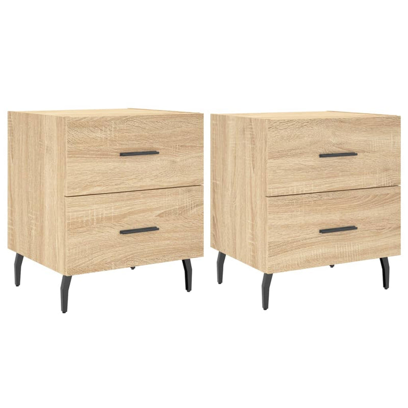 Nachtkastjes 2 st 40x35x47,5 cm bewerkt hout sonoma eikenkleur