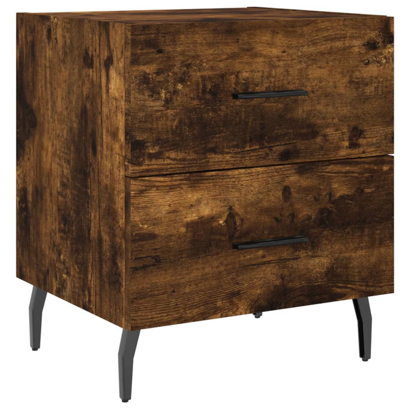 Nachtkastje 40x35x47,5 cm bewerkt hout gerookt eikenkleurig MeubelReus