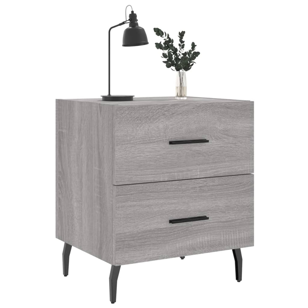 Nachtkastje 40x35x47,5 cm bewerkt hout grijs sonoma eikenkleur MeubelReus