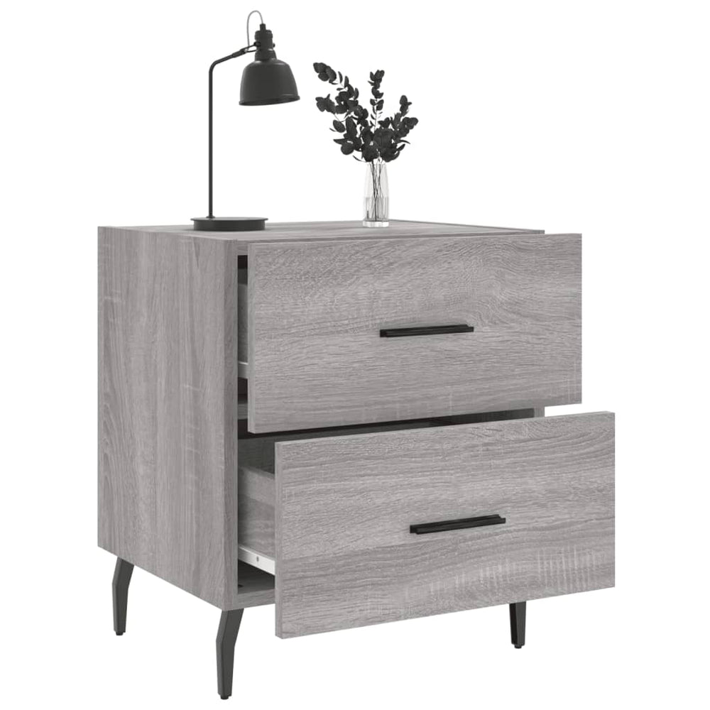 Nachtkastje 40x35x47,5 cm bewerkt hout grijs sonoma eikenkleur MeubelReus