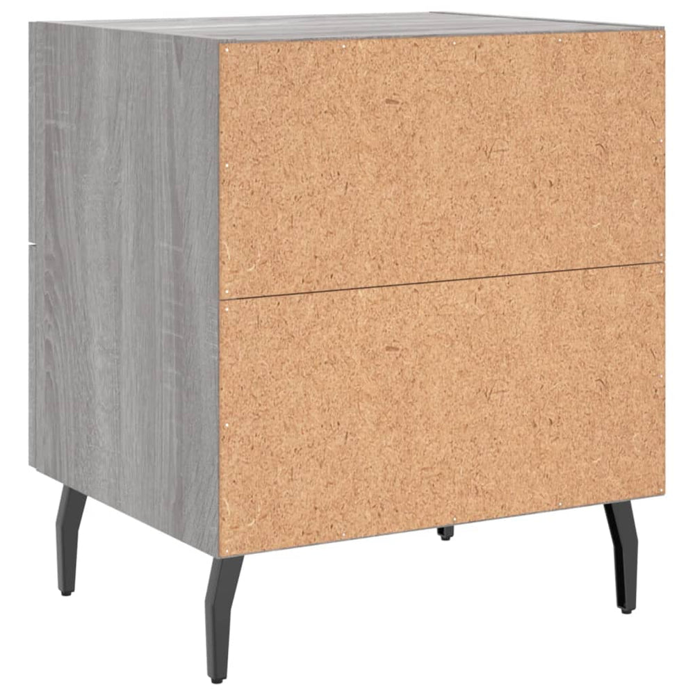 Nachtkastje 40x35x47,5 cm bewerkt hout grijs sonoma eikenkleur MeubelReus