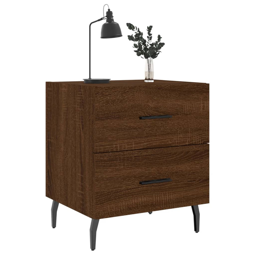 Nachtkastje 40x35x47,5 cm bewerkt hout bruin eikenkleur MeubelReus