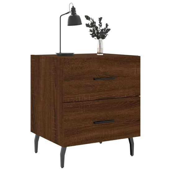 Nachtkastje 40x35x47,5 cm bewerkt hout bruin eikenkleur MeubelReus