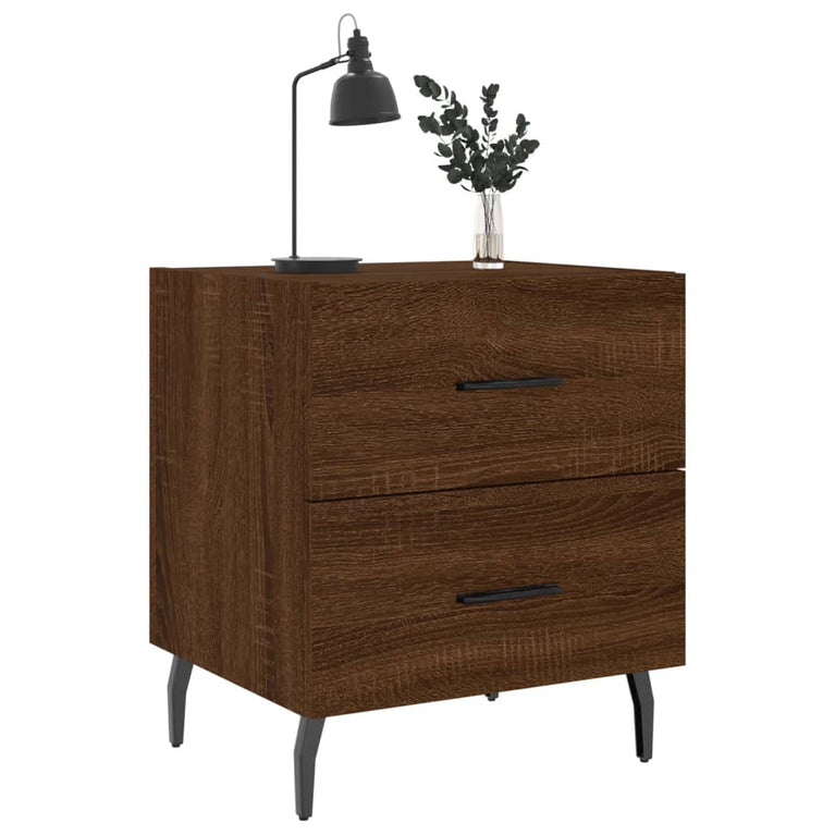 Nachtkastje 40x35x47,5 cm bewerkt hout bruin eikenkleur MeubelReus