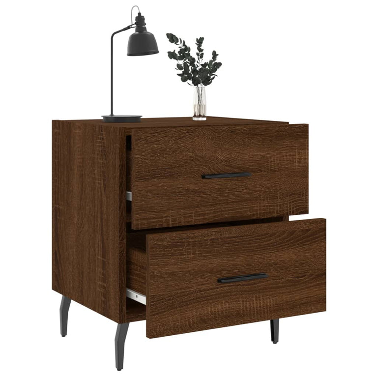 Nachtkastje 40x35x47,5 cm bewerkt hout bruin eikenkleur MeubelReus