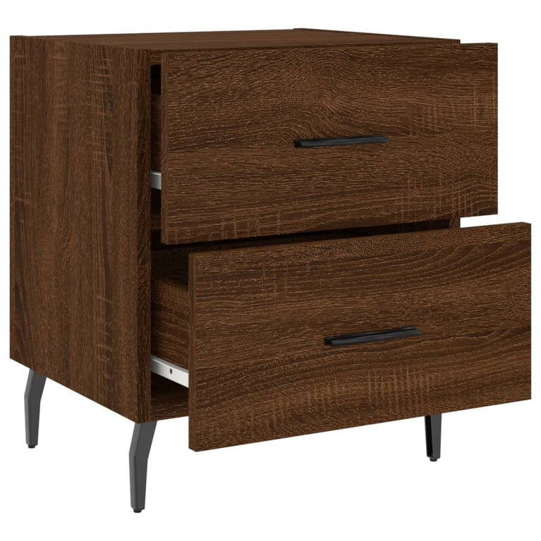 Nachtkastje 40x35x47,5 cm bewerkt hout bruin eikenkleur MeubelReus