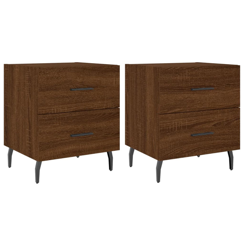 Nachtkastjes 2 st 40x35x47,5 cm bewerkt hout bruin eikenkleur MeubelReus
