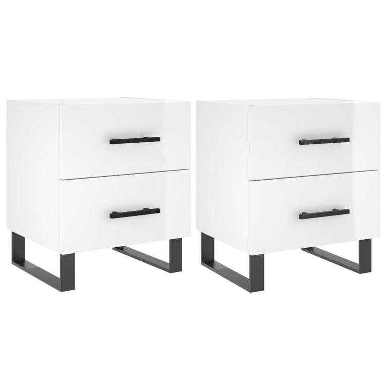 Nachtkastjes 2 st 40x35x47,5 cm bewerkt hout hoogglans wit MeubelReus
