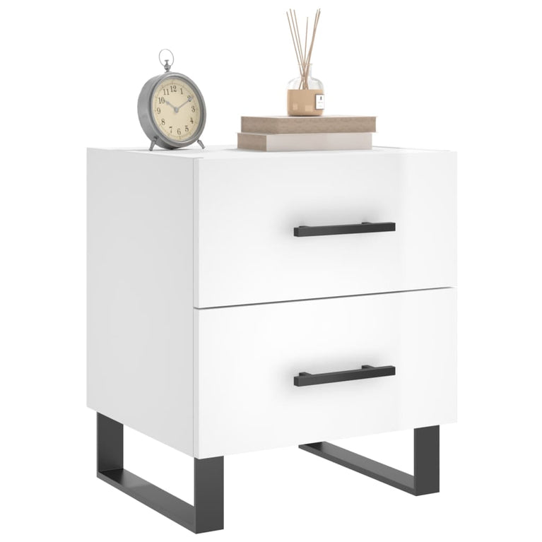 Nachtkastjes 2 st 40x35x47,5 cm bewerkt hout hoogglans wit MeubelReus