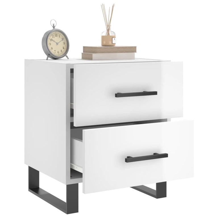 Nachtkastjes 2 st 40x35x47,5 cm bewerkt hout hoogglans wit MeubelReus