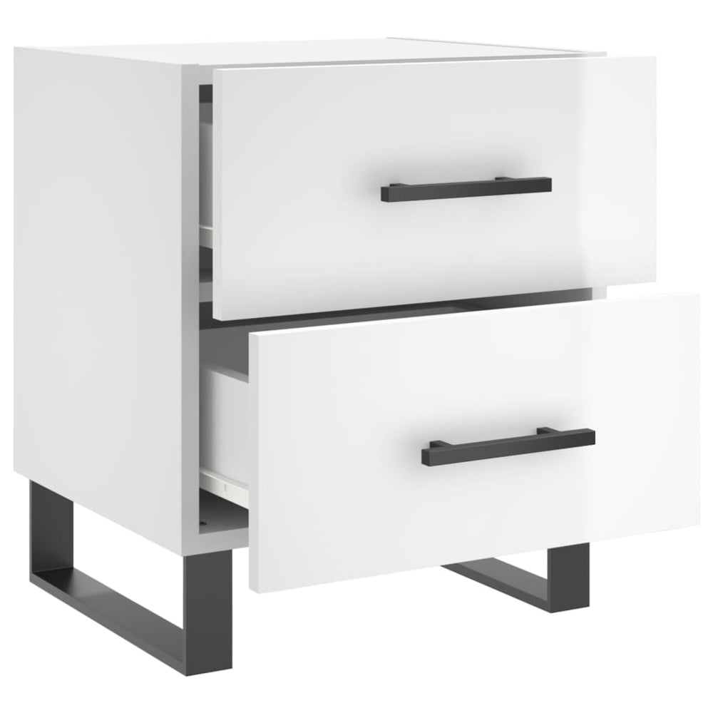 Nachtkastjes 2 st 40x35x47,5 cm bewerkt hout hoogglans wit MeubelReus