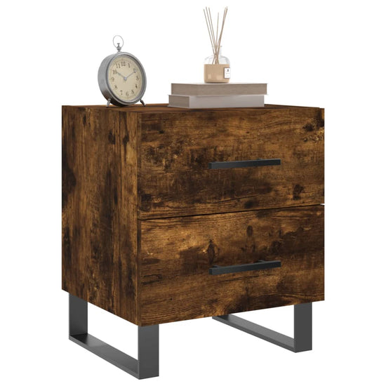 Nachtkastje 40x35x47,5 cm bewerkt hout gerookt eikenkleurig MeubelReus
