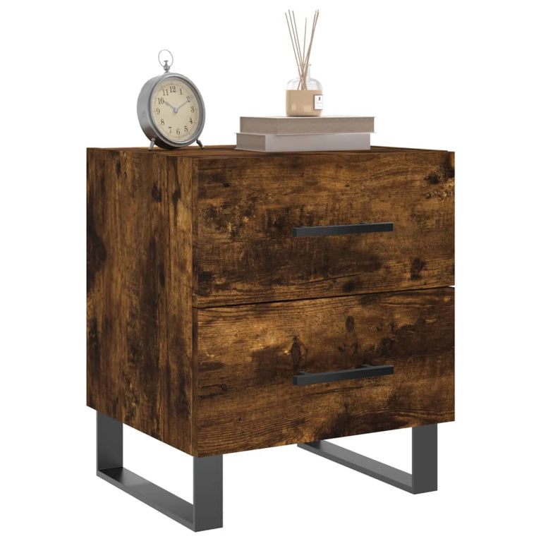 Nachtkastje 40x35x47,5 cm bewerkt hout gerookt eikenkleurig MeubelReus