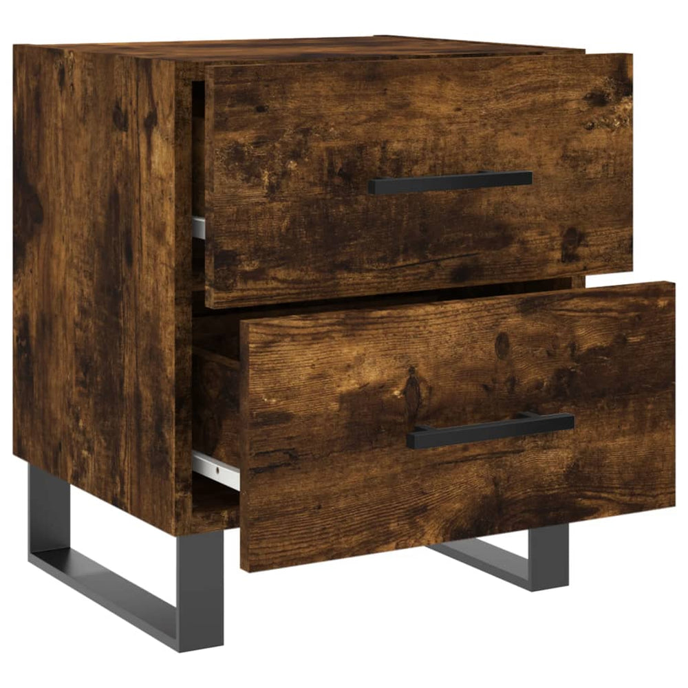 Nachtkastje 40x35x47,5 cm bewerkt hout gerookt eikenkleurig MeubelReus