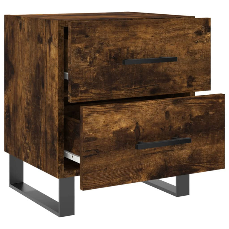 Nachtkastje 40x35x47,5 cm bewerkt hout gerookt eikenkleurig MeubelReus