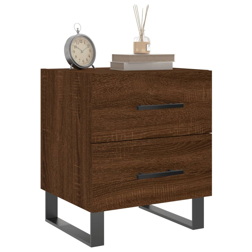 Nachtkastje 40x35x47,5 cm bewerkt hout bruin eikenkleur MeubelReus